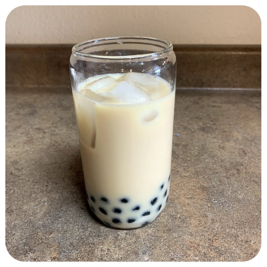 A picture of honey boba, sometimes known as honey milk tea