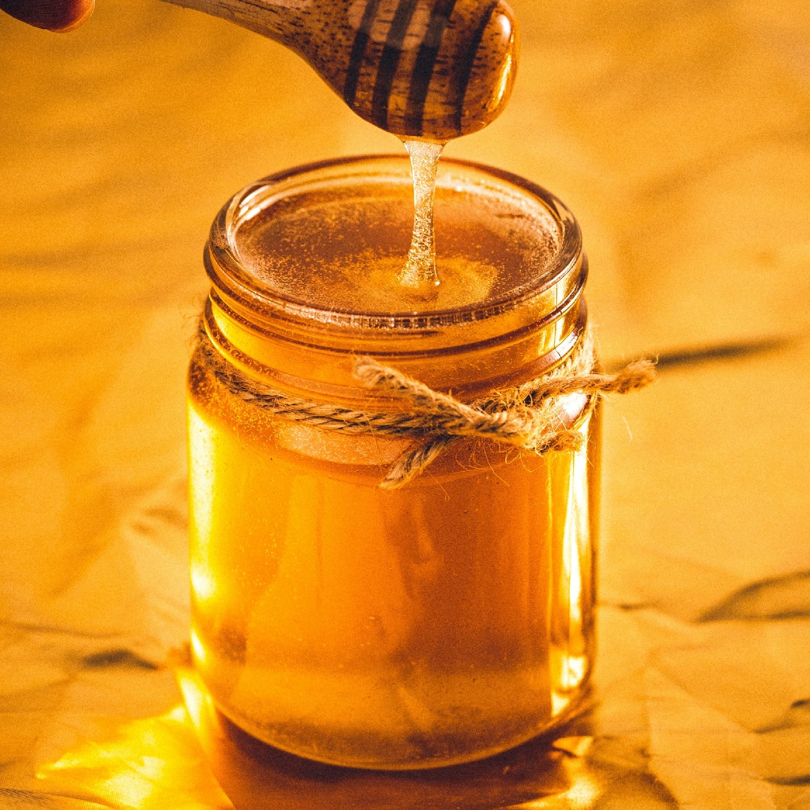 Honey in a jar.
