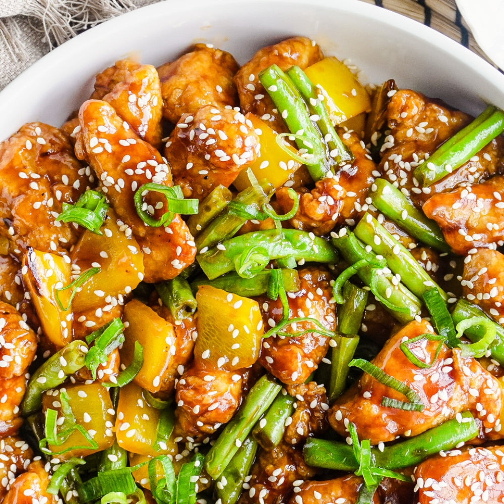 Panda Express-based Honey Sesame Chicken in a bowl